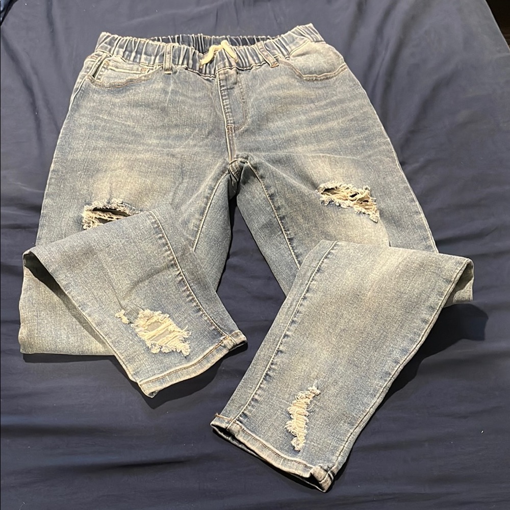 Elastic Waist Denim Jeans